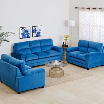 Mojo Velvet 3+2+2 Seater Sofa Set - Blue