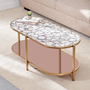 Chester Agate Top Coffee Table - Gold