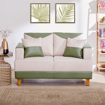 Calvin Fabric 2-Seater Sofa - Beige and Green