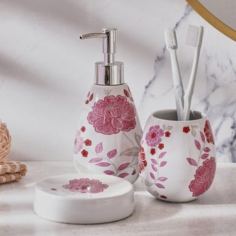 Petrichor Finch 3Pcs Floral Print Ceramic Bathroom Set