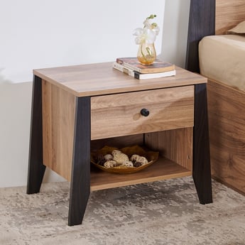 Helios Bed Side Table With Drawer - Brown