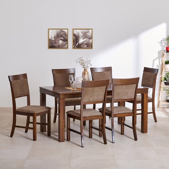 Hercules Solid Wood 6-Seater Dining Set with Chairs - Brown