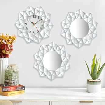 Corvus 3Pcs Decorative Clock and Mirror Set