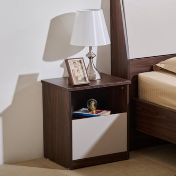 My Bed Tulip Bed Side Table with Drawer - Brown and White