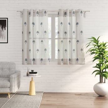 Chanderi Set of 2 Embroidered Sheer Window Curtains