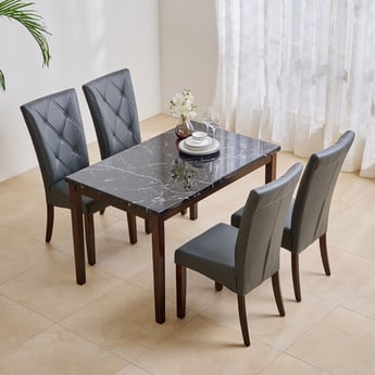 Jasper Solid Wood 4-Seater Dining Set with Chairs - Grey and Brown