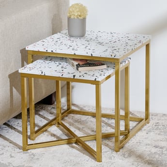 Helios Calisto Metal Nest of 2 Tables - Gold