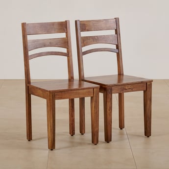 Helios Amora Set of 2 Mango Wood Dining Chairs - Brown