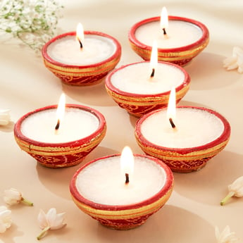 Utsav Dipah Set of 6 Terracotta Diya Candles