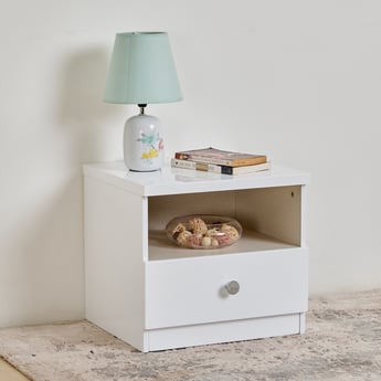Alps Bed Side Table With Drawer - White