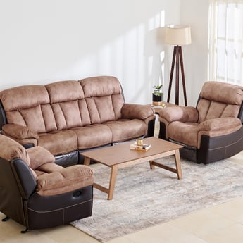 Aries Faux Leather 3+1+1 Seater Recliner Set - Brown