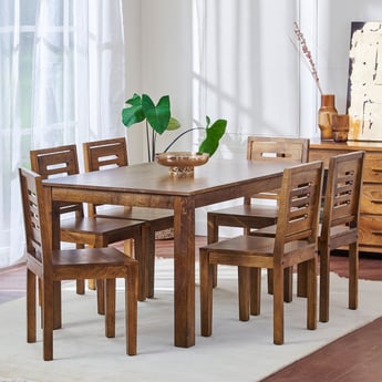Adana NXT Mango Wood 6-Seater Dining Set with Chairs - Brown