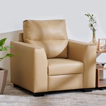 Ellora Faux Leather 1-Seater Sofa - Beige