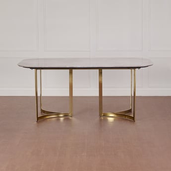 Vogue Dakota Marble Top 6-Seater Dining Table - Grey