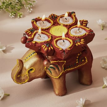 Corsica Fest Terracotta Elephant Diya Candle