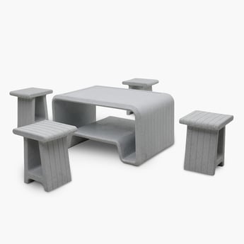 Helios Norris Polypropylene Table with Stools - Grey