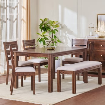 Montoya 6-Seater Dining Set with Chairs and Bench - Brown