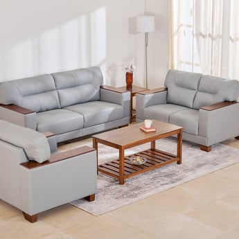 Walter Half Leather 3+2+1 Seater Sofa Set - Grey