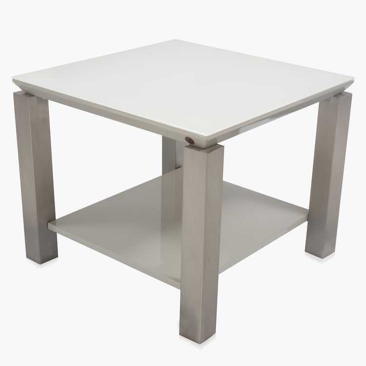 Parlin Tempered Glass Top End Table - White