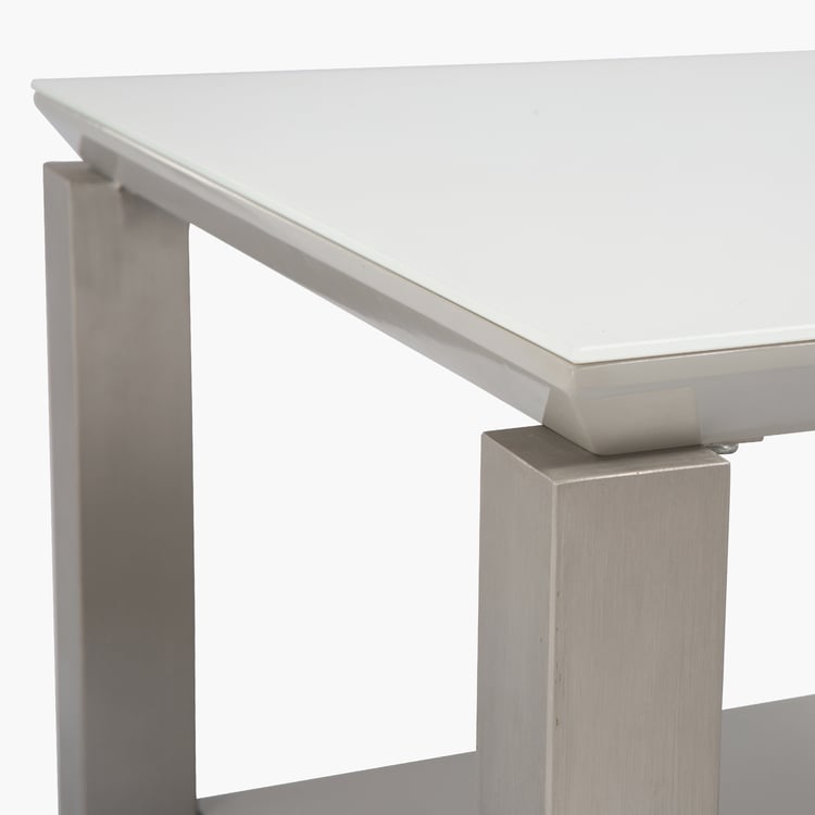 Parlin Tempered Glass Top End Table - White