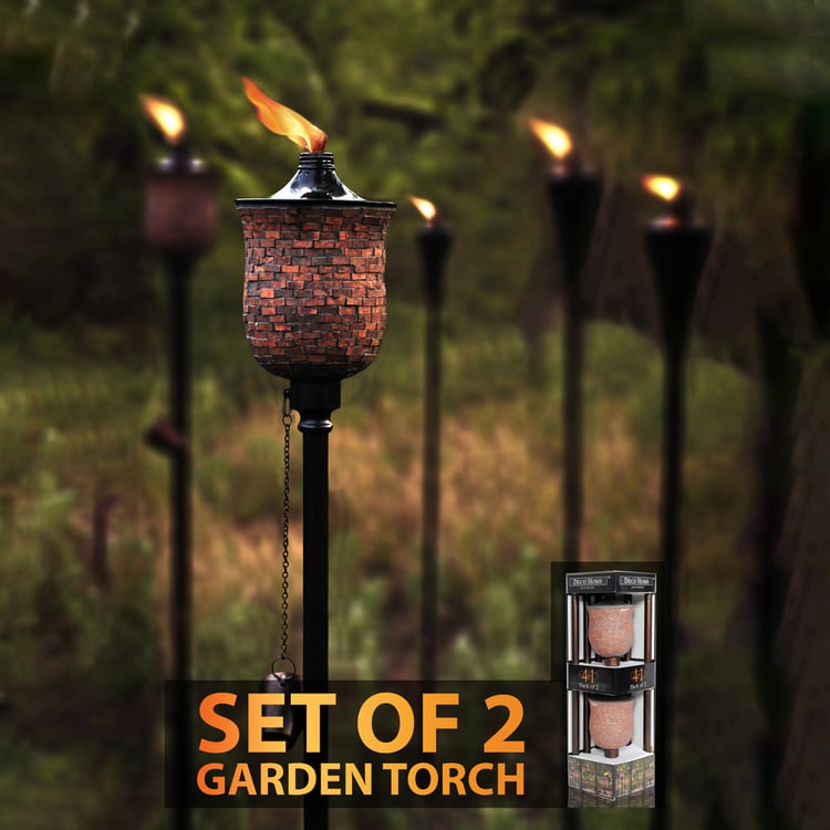 DECO WINDOW Mosaic Patterned Tulip Garden Torch - Set of 4