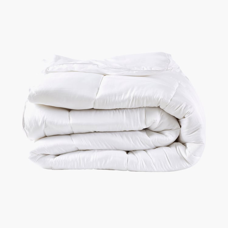 PORTICO Siesta White Solid Cotton Single Duvet Cover - 152 x 229 cm