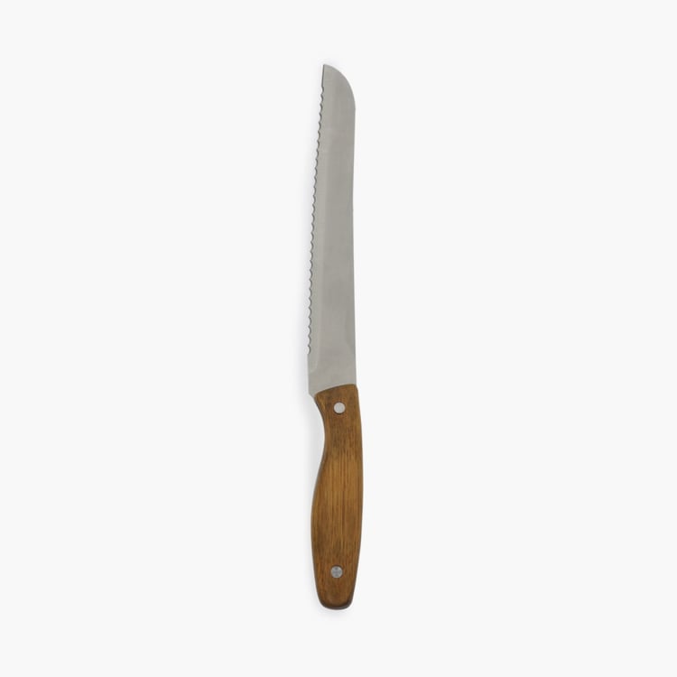 Truffles-Windsor Solid  Wooden Handle Bread Knife - Stainless Steel - Bread Knife 34 cm x 3 cm -Silver