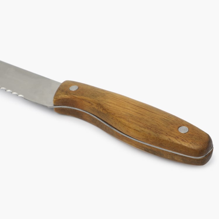 Truffles-Windsor Solid  Wooden Handle Bread Knife - Stainless Steel - Bread Knife 34 cm x 3 cm -Silver