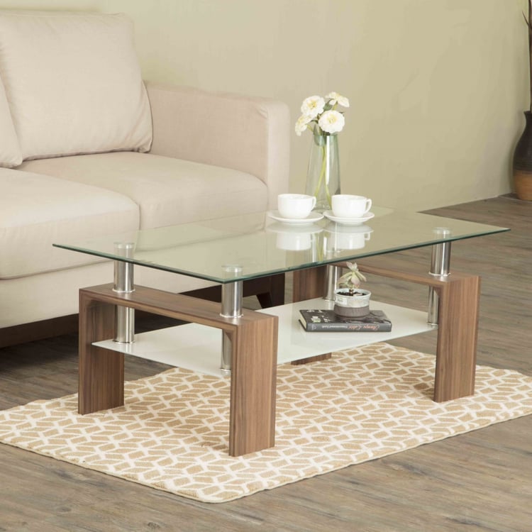 Finn Tempered Glass Top Coffee Table - Brown
