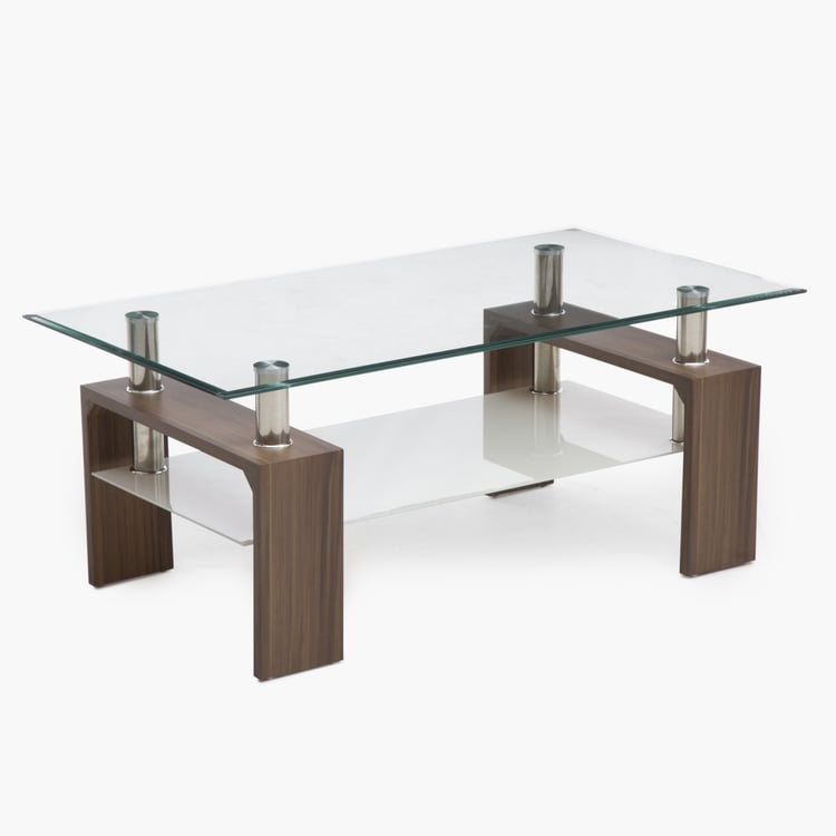 Finn Tempered Glass Top Coffee Table - Brown