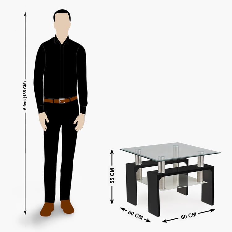 Finn Tempered Glass Top End Table - Black