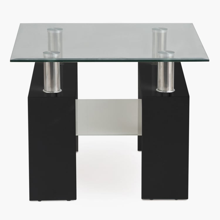 Finn Tempered Glass Top End Table - Black