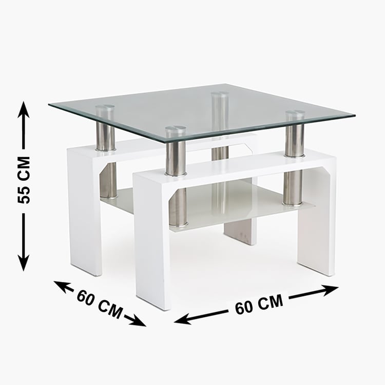Finn Tempered Glass Top End Table - White