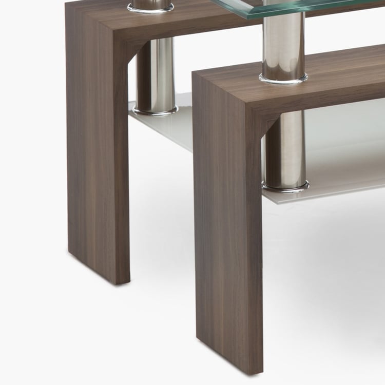 Finn Tempered Glass Top End Table - Brown