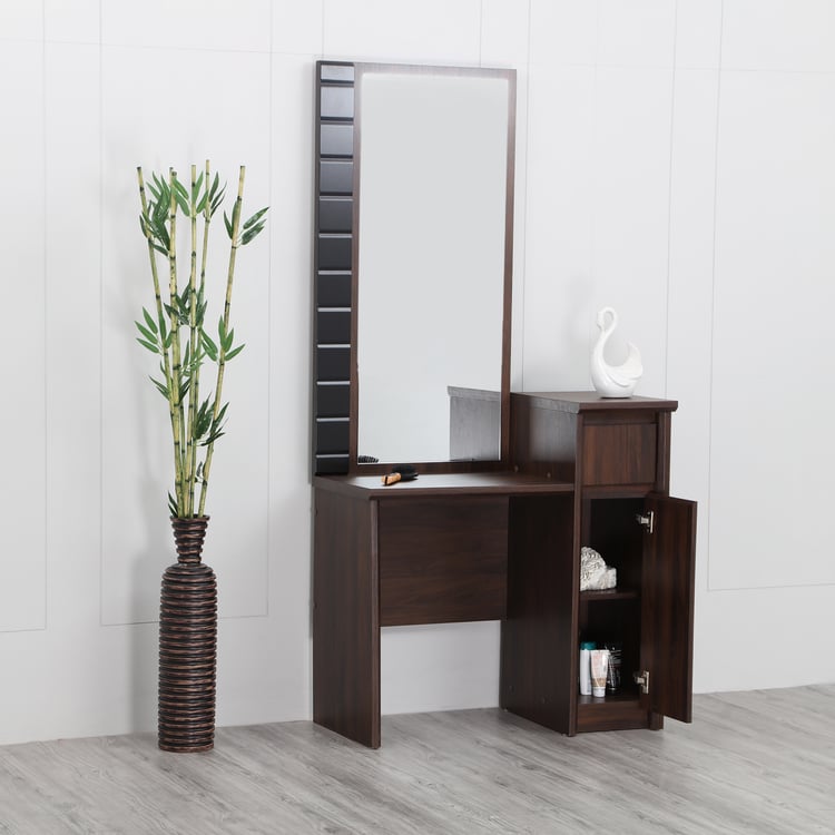 Lewis Dresser Mirror with Drawer - Brown