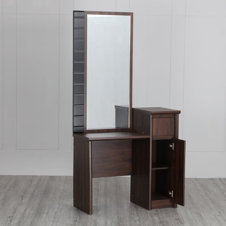 Lewis Dresser Mirror with Drawer - Brown