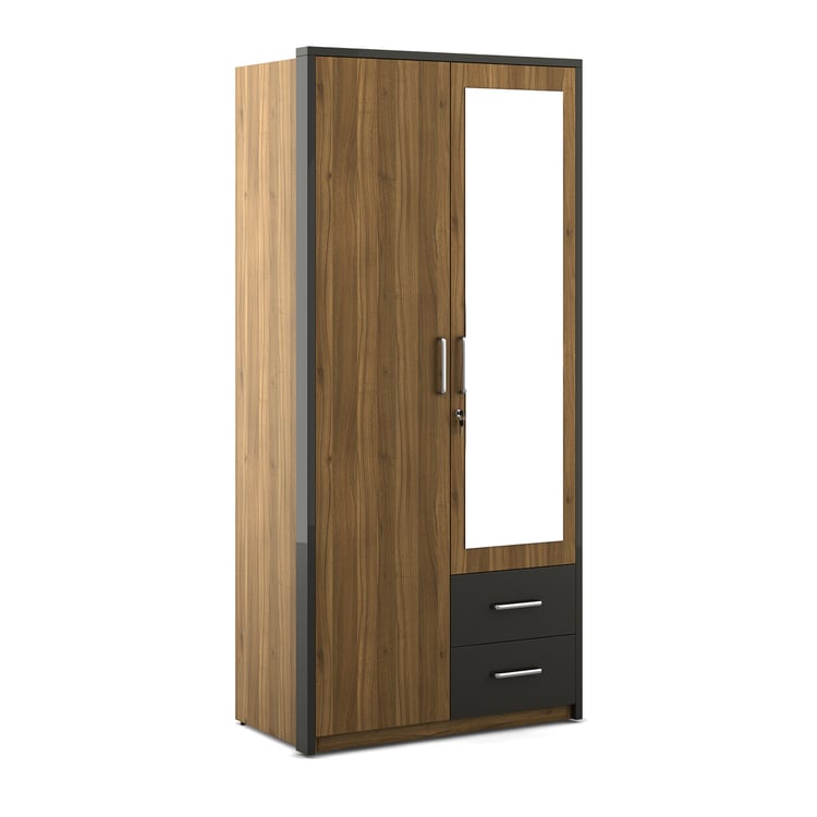 Quadro 2-Door Wardrobe with Mirror - Brown