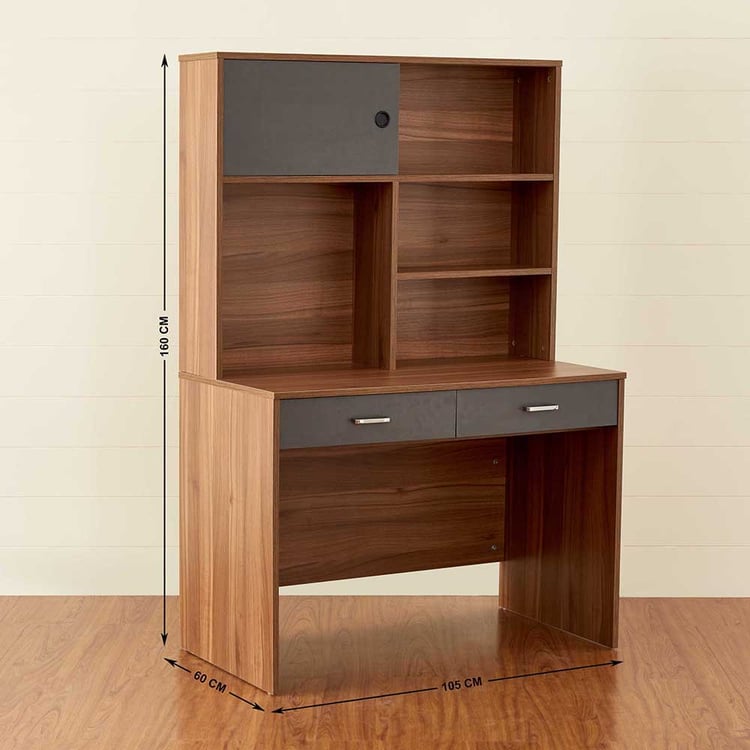 Quadro Nxt Study Desk with Cabinet - Brown