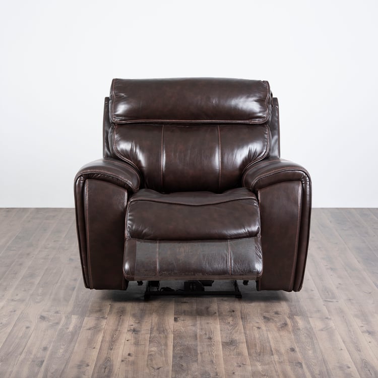 Helsinki Half Leather 1-Seater Electric Recliner - Brown