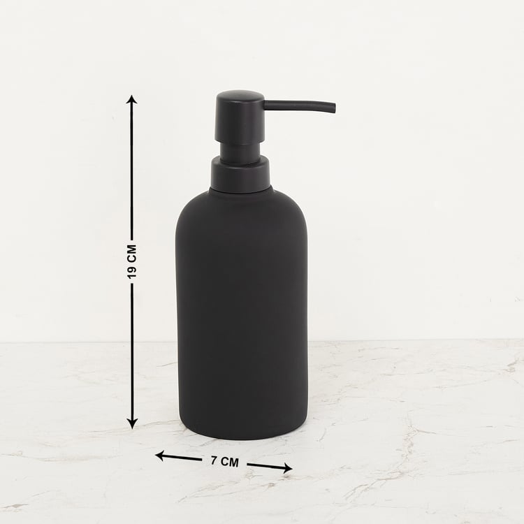 Mandarin Solid Ceramic Round Soap Dispenser  : 7 cmL x 7 cmW x 19 cmH 470 ml Black