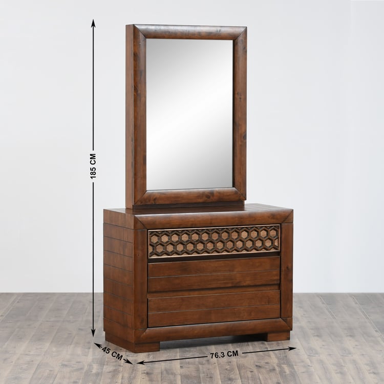 Heritage Dresser Mirror with Drawer - Brown