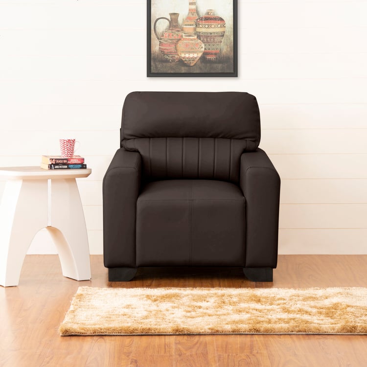 Albury Faux Leather 1-Seater Sofa - Dark Brown