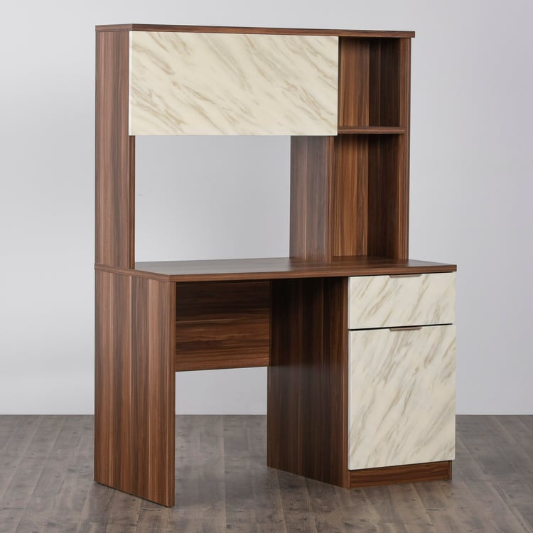 Antonio Study Desk with Cabinet - Brown and White