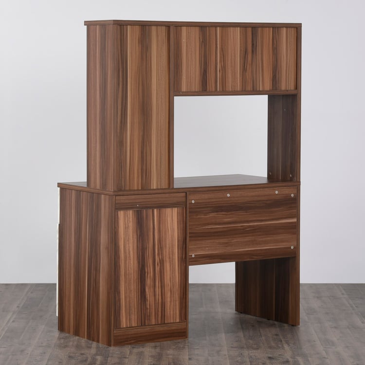 Antonio Study Desk with Cabinet - Brown and White