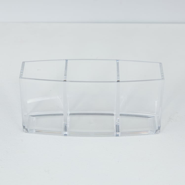 Orion Solid Rectangular Single Pc. Cosmetic and Brush Holder - Poly Resin - Transparent