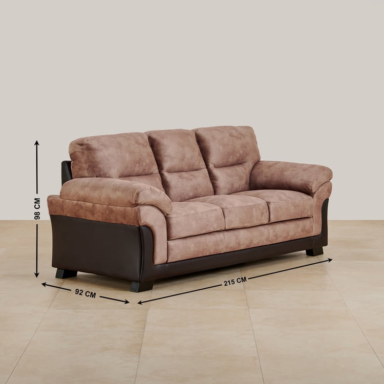 Aries Fabric 3-Seater Sofa - Brown