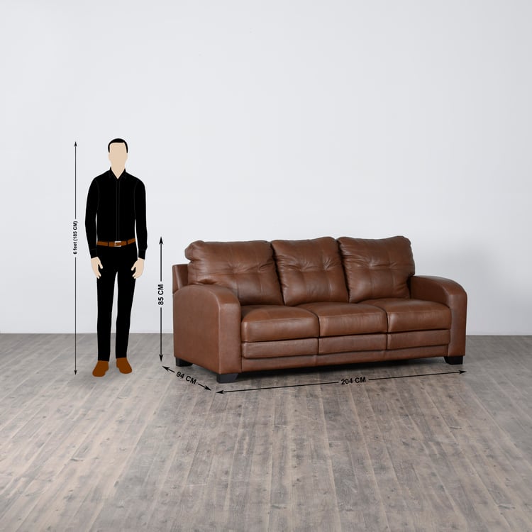 Vista Half Leather 3-Seater Sofa - Brown