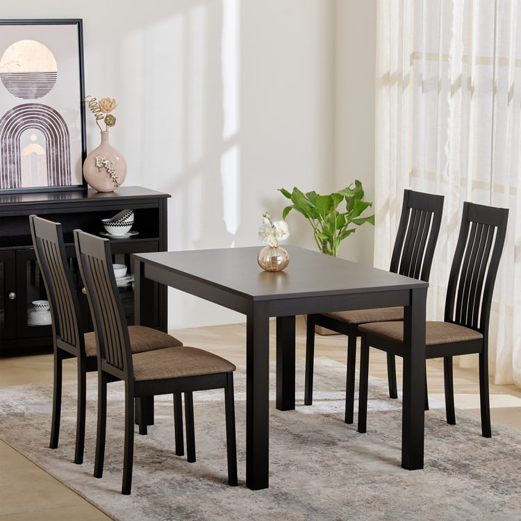 Diana Solid Wood 4-Seater Dining Set with Chairs - Brown