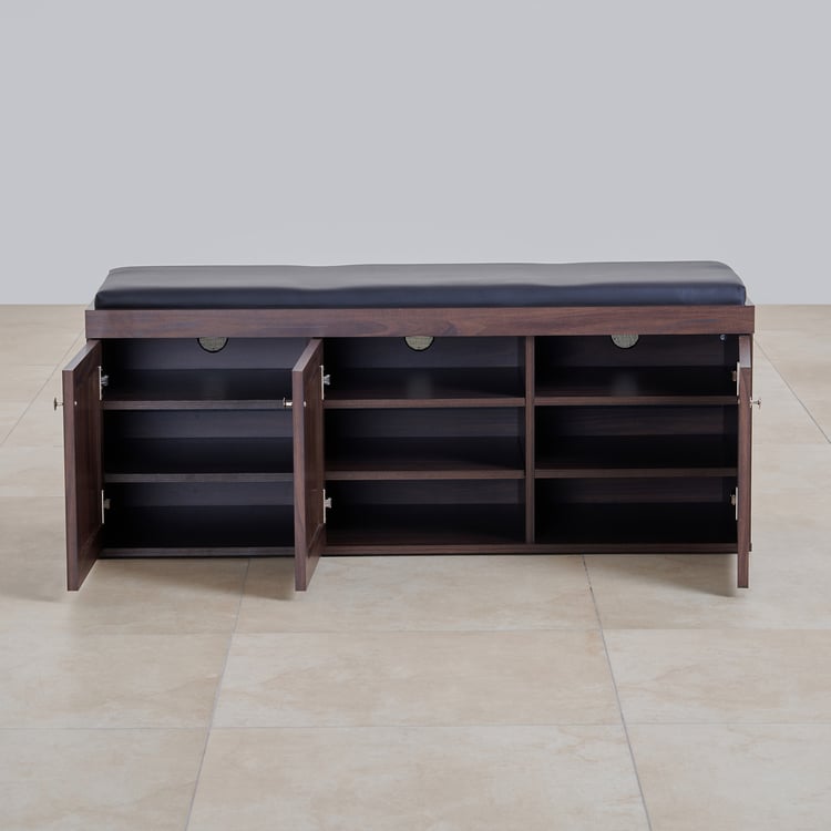 Lewis 18 Pairs Shoe Cabinet with Cushion Seat - Brown