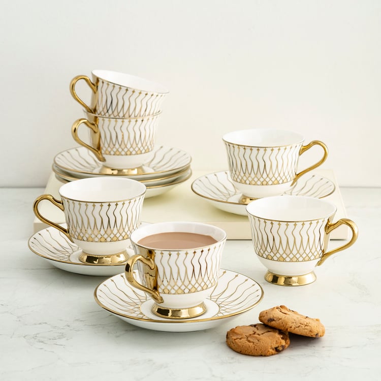 Corsica Set of 6 Bone China Cups and Saucers - 170ml